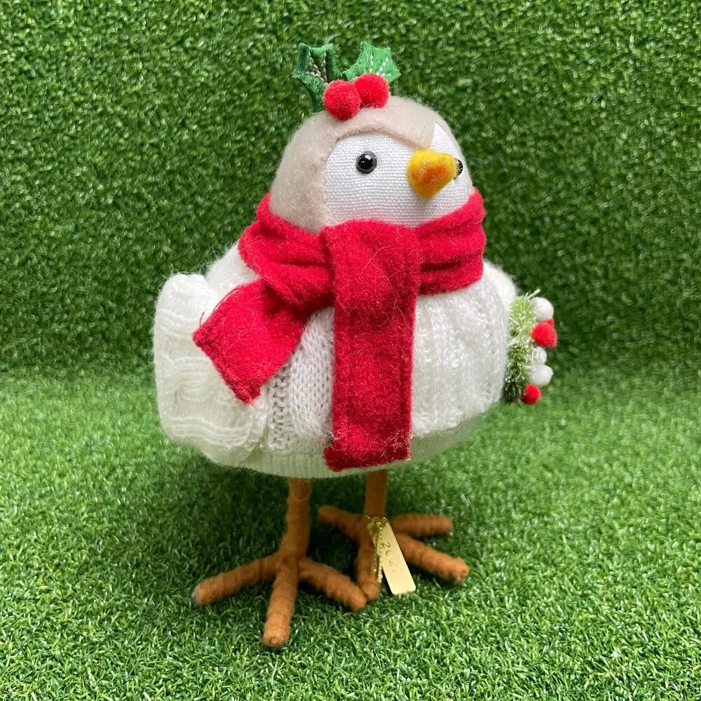 Wondershop Bird with Scarf & Wreath Decorative Figurine Red NWT